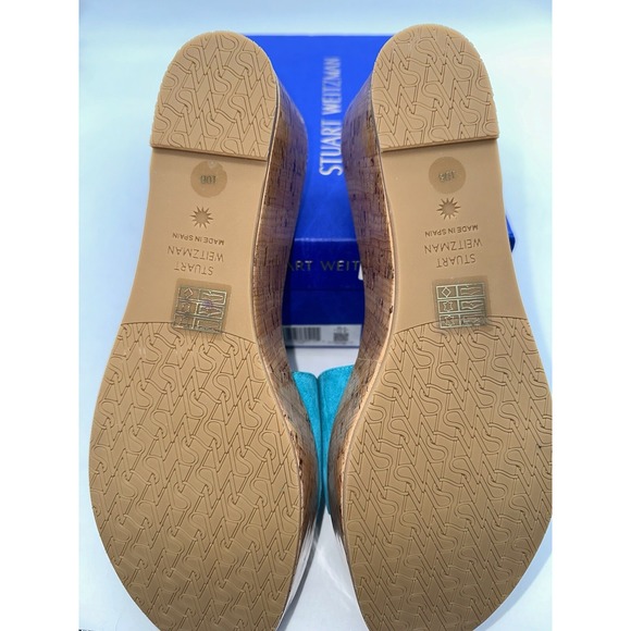 Stuart Weitzman Summer Wedge Slide Women's 10 Capri Leather Heel $375 MSRP - Picture 4 of 5